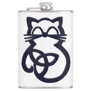 Black Trinity Knot Celtic Cat Flask