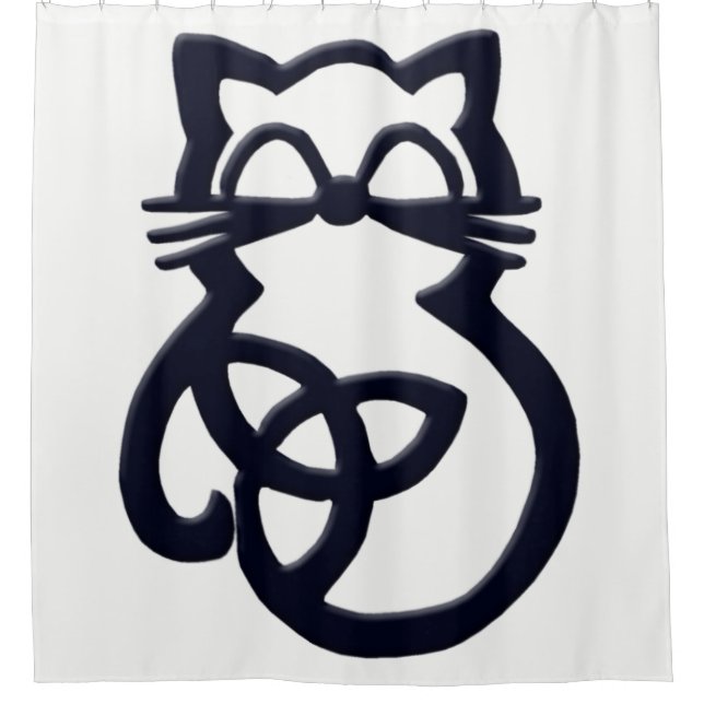 Black Trinity Knot Celtic Cat Shower Curtain (Front)