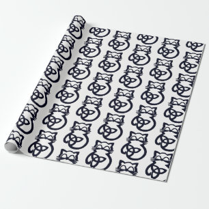 Black Trinity Knot Celtic Cat Wrapping Paper