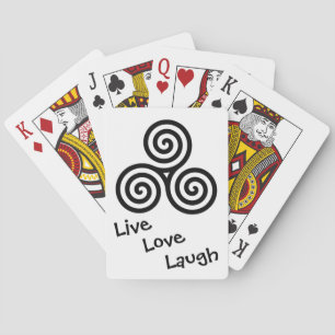 Black Triple spiral Live Love Laugh Playing Cards