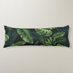 Black Tropical Pattern Body Pillow