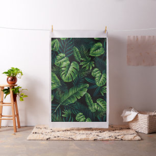 Black Tropical Pattern Fabric