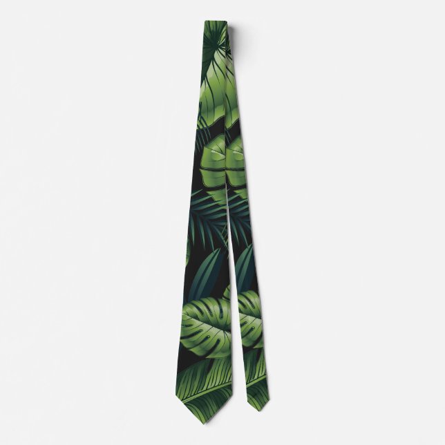 Black Tropical Pattern Tie (Front)