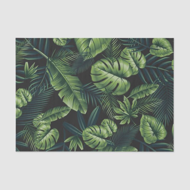 Black Tropical Pattern Tissue Paper (Front)