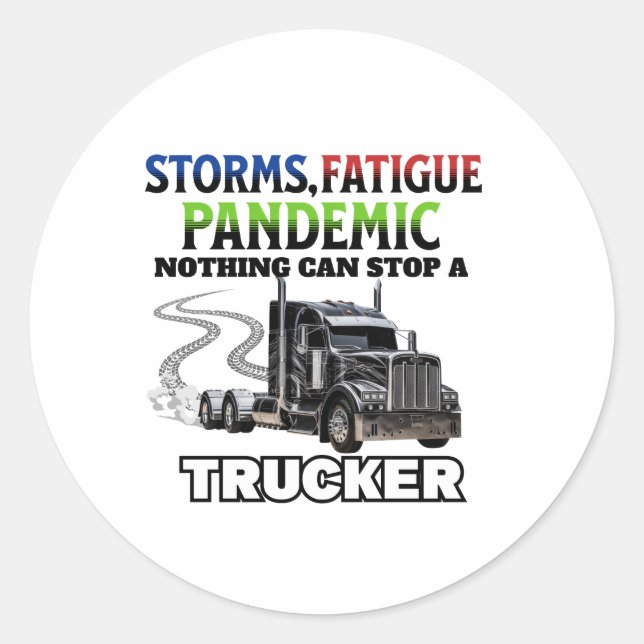 Black Truck Speed Road Strength Unstoppable Driver Classic Round Sticker (Front)