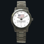 Black Trump watch with US flag Keep America Great<br><div class="desc">Black Trump watch with US flag Keep America Great .  Metal wrist watch for men with vintage flag. Support the republican party campaign. Patriotic design with American flag. Keep America Great. Make America Great Again. Unisex watches for men and women.</div>