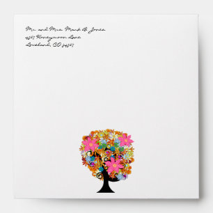 Black Trunk Flower Love Tree Wedding Envelopes
