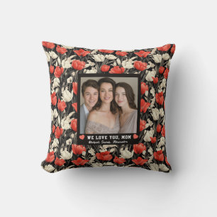 Black Tulip Botanical Mother Mom Day Unique Throw Pillow