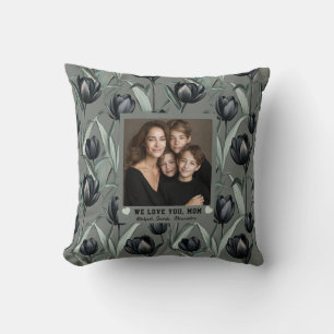 Black Tulip Flower Mother Mummy Birthday Hawaiian Throw Pillow