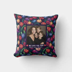 Black Tulip Texture First Time Mom Day Luxury Throw Pillow