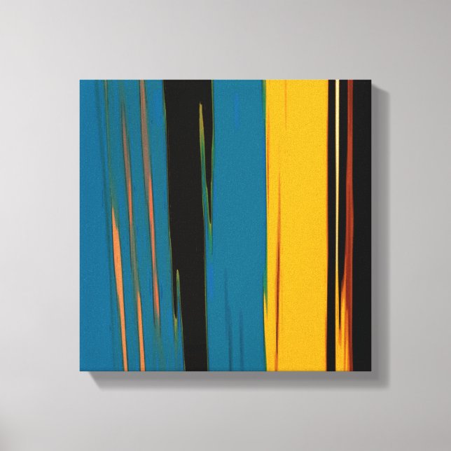Black Turquoise And Orange Go! Abstract Art Canvas Print (Front)