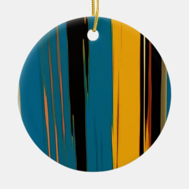 Black Turquoise And Orange Go! Ceramic Ornament (Front)