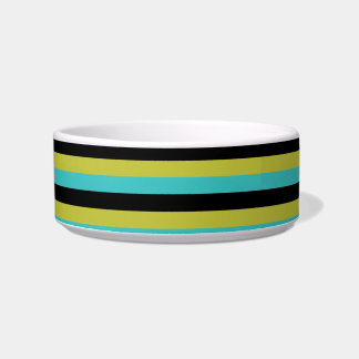 Black, Turquoise and Yellow Stripes. Bowl