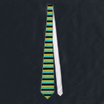 Black, Turquoise and Yellow Stripes. Tie<br><div class="desc">Horizontal stripes in black,  turquoise blue - green,  and a greeny - yellow colour. Has a funky retro look. Simple striped design.</div>