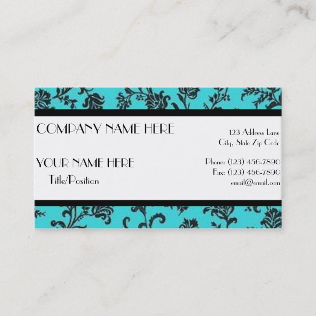 Black & Turquoise Appointment Card (Front)
