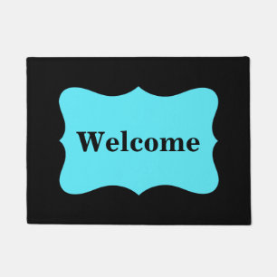 Black Turquoise Aqua Blue Welcome Custom Doormat