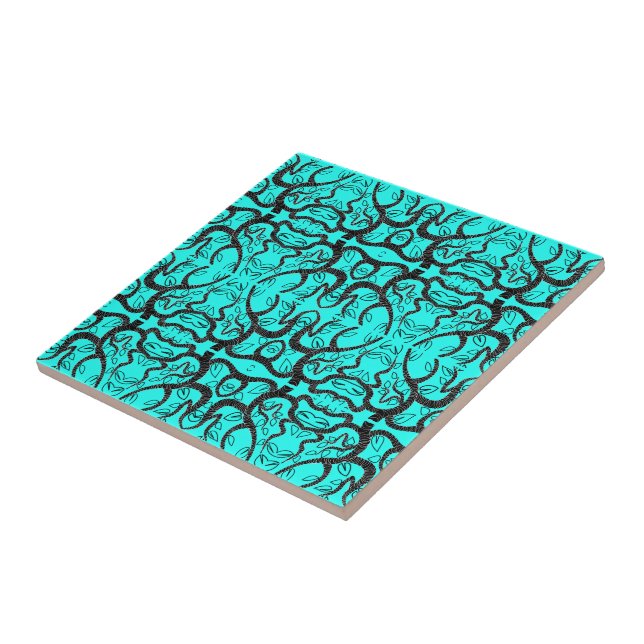 Black & Turquoise Art - Customizable - Add Colour Tile (Side)