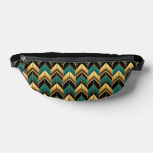 BLACK TURQUOISE GOLD ART DECO PATTERNS FANNY PACK