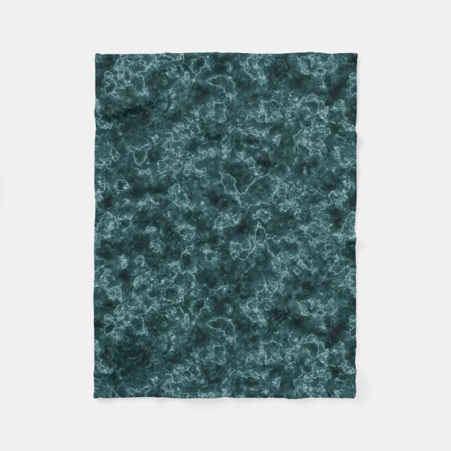 Black turquoise marble fleece blanket (Front)