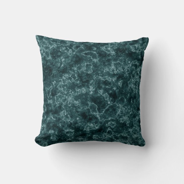 Black turquoise marble throw pillow (Front)