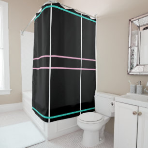 Black Turquoise Pink Geometric Stripes