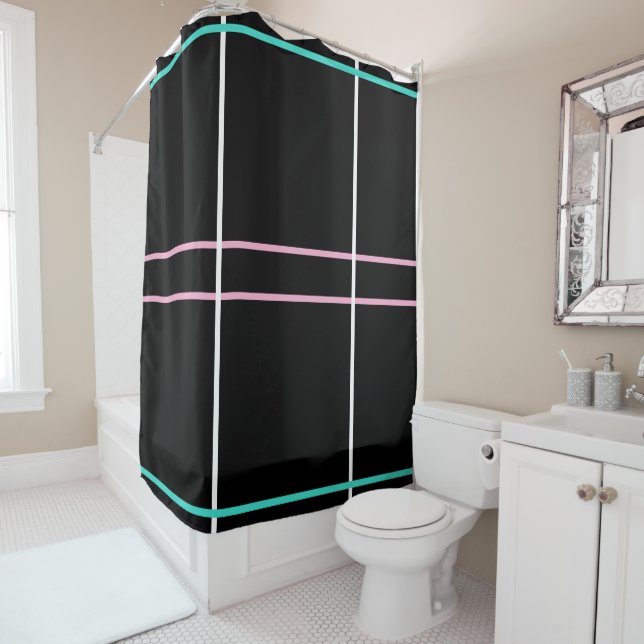 Black Turquoise Pink Geometric Stripes (In Situ)