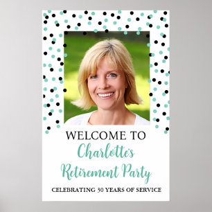 Black Turquoise Retirement Party Custom 20x30   Poster