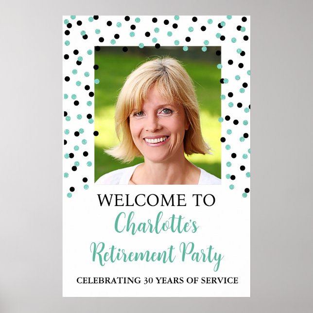 Black Turquoise Retirement Party Custom 20x30   Poster (Front)