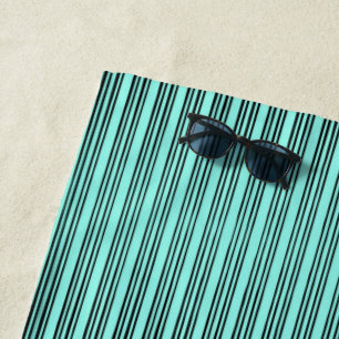 Black/Turquoise Stylish Stripe Pattern Beach Towel