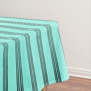 Black/Turquoise Stylish Stripe Pattern Tablecloth