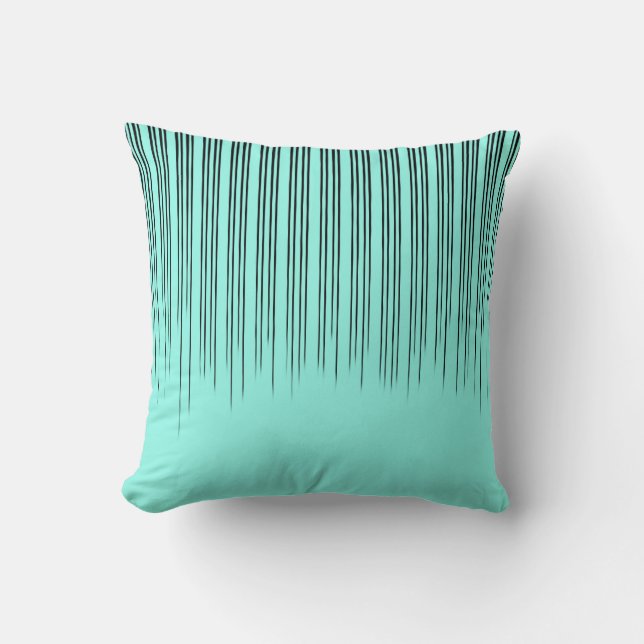 Black/Turquoise Stylish Stripe Pattern Throw Pillow (Front)