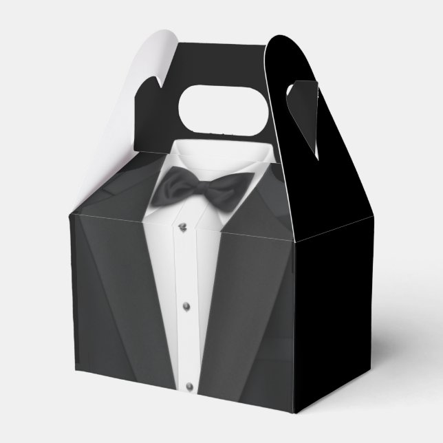 Black Tuxedo and Wedding Dress Favor Box (Back Side)