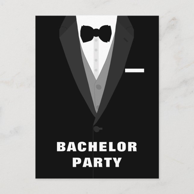 Black Tuxedo Bachelor Party Invitation (Front)