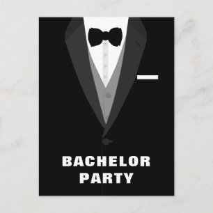 Black Tuxedo Bachelor Party Invitation Postcard