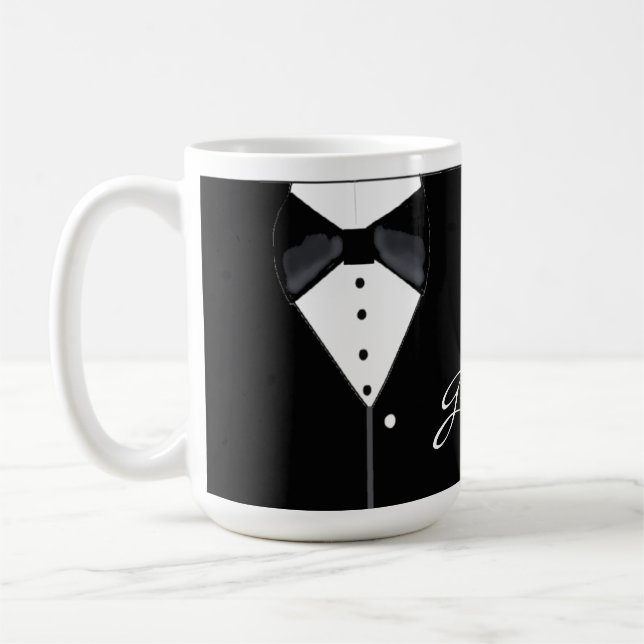 Black Tuxedo Groom Coffee Mug (Left)