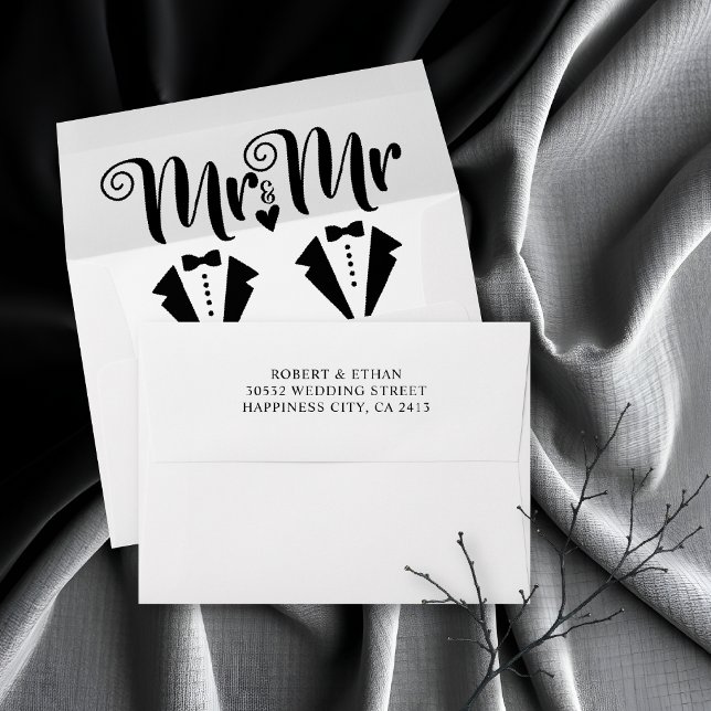 Black tuxedo Mr and Mr two grooms gay wedding  Envelope (Creator Uploaded)