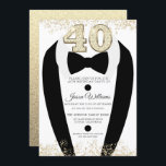 Black Tuxedo Suit Gold Mens 40th Birthday Party Invitation<br><div class="desc">Black Tuxedo Suit Gold Mens 40th Birthday Party Invitation

Variations to the invitation and matching items in our store</div>
