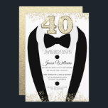 Black Tuxedo Suit Gold Mens 40th Birthday Party Invitation<br><div class="desc">Black Tuxedo Suit Gold Mens 40th Birthday Party Invitation

Variations to the invitation and matching items in our store</div>