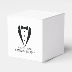 Black Tuxedo Suit Groomsman Proposal Favor Box