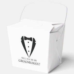 Black Tuxedo Suit Groomsman Proposal Favor Box