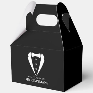 Black Tuxedo Suit Groomsman Proposal Favor Box