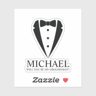 Black Tuxedo Suit Personalized Groomsman Proposal