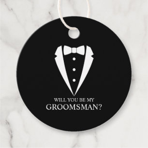 Black Tuxedo Suit Personalized Groomsman Proposal Favour Tags