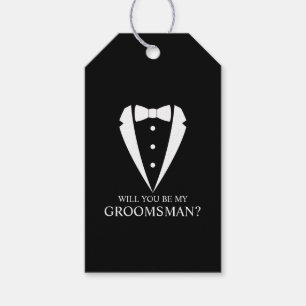 Black Tuxedo Suit Personalized Groomsman Proposal Gift Tags