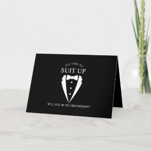 Black Tuxedo Suit Personalized Groomsman Proposal Invitation