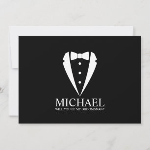 Black Tuxedo Suit Personalized Groomsman Proposal Invitation
