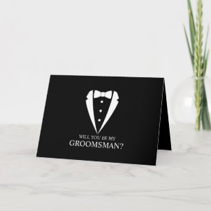 Black Tuxedo Suit Personalized Groomsman Proposal Invitation