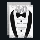 Black Tuxedo Suit Silver Mens 40th Birthday Party Invitation<br><div class="desc">Black Tuxedo Suit Silver Mens 40th Birthday Party Invitation

Variations to the invitation and matching items in our store</div>