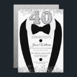 Black Tuxedo Suit Silver Mens 40th Birthday Party Invitation<br><div class="desc">Black Tuxedo Suit Silver Mens 40th Birthday Party Invitation

Variations to the invitation and matching items in our store</div>