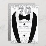 Black Tuxedo Suit Silver Mens 70th Birthday Party Invitation<br><div class="desc">Black Tuxedo Suit Silver Mens 70th Birthday Party Invitation

Variations to the invitation and matching items in our store</div>